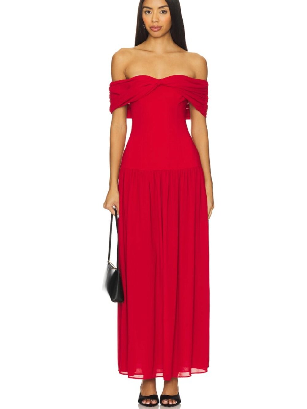NEW Lovers and Friends Blake Maxi Dress in Red Off Shoulder Formal Gown XS